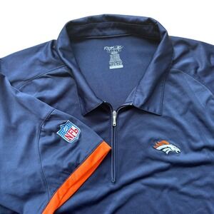 Reebok Denver Broncos NFL Polo Shirt Mens Large L 1/4 Zip Pullover Vented